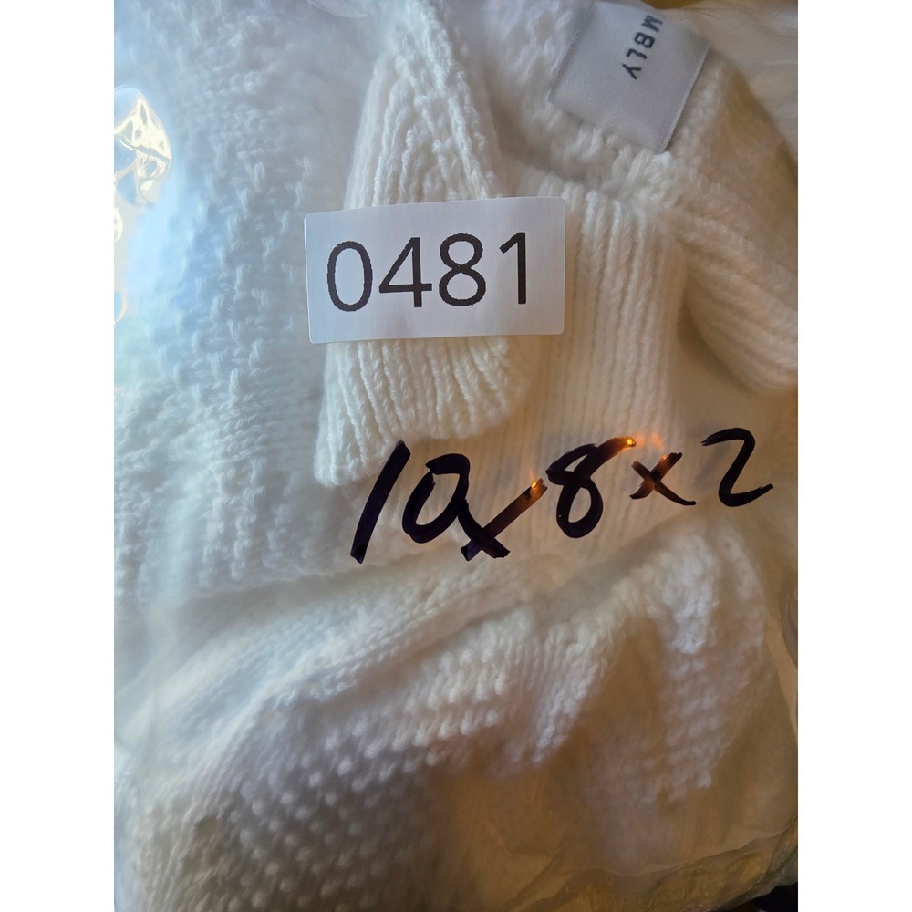 Free Assembly XL 16-18 White Cotton Pointelle Knit Cardigan Puff Sleeve NWT - Picture 6 of 6